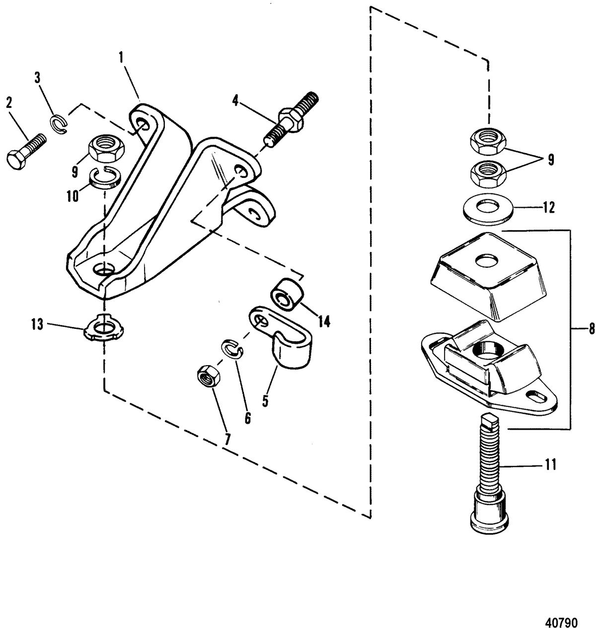 MERCRUISER 185/205 H.P. MR/ALPHA ONE ENGINE Engine Mounting