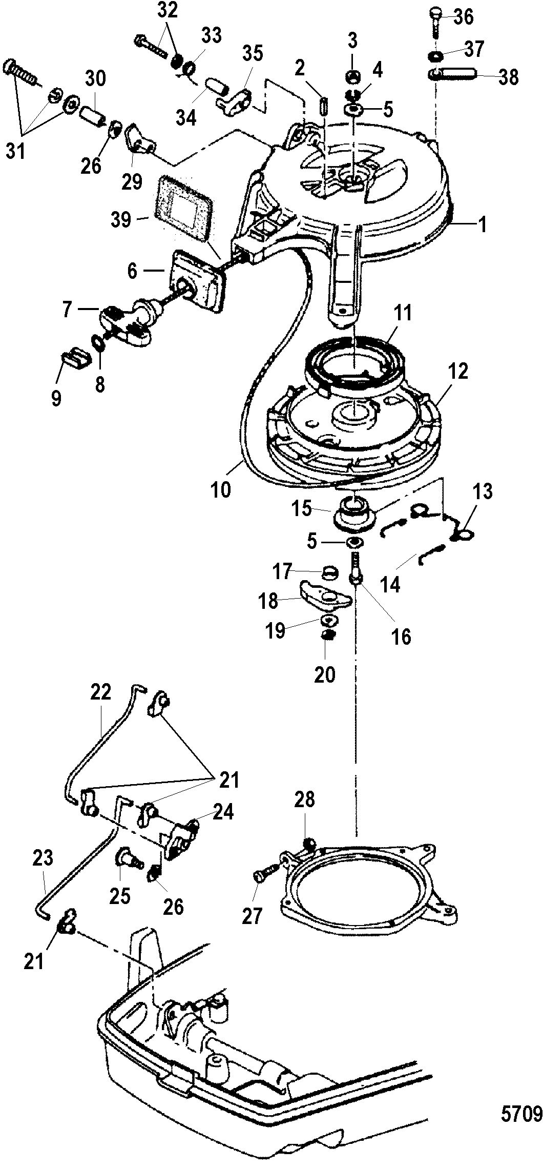 MERCURY/MARINER 9.9/15/18 HP (2 CYLINDER)(INTERNATIONAL) Recoil Starter
