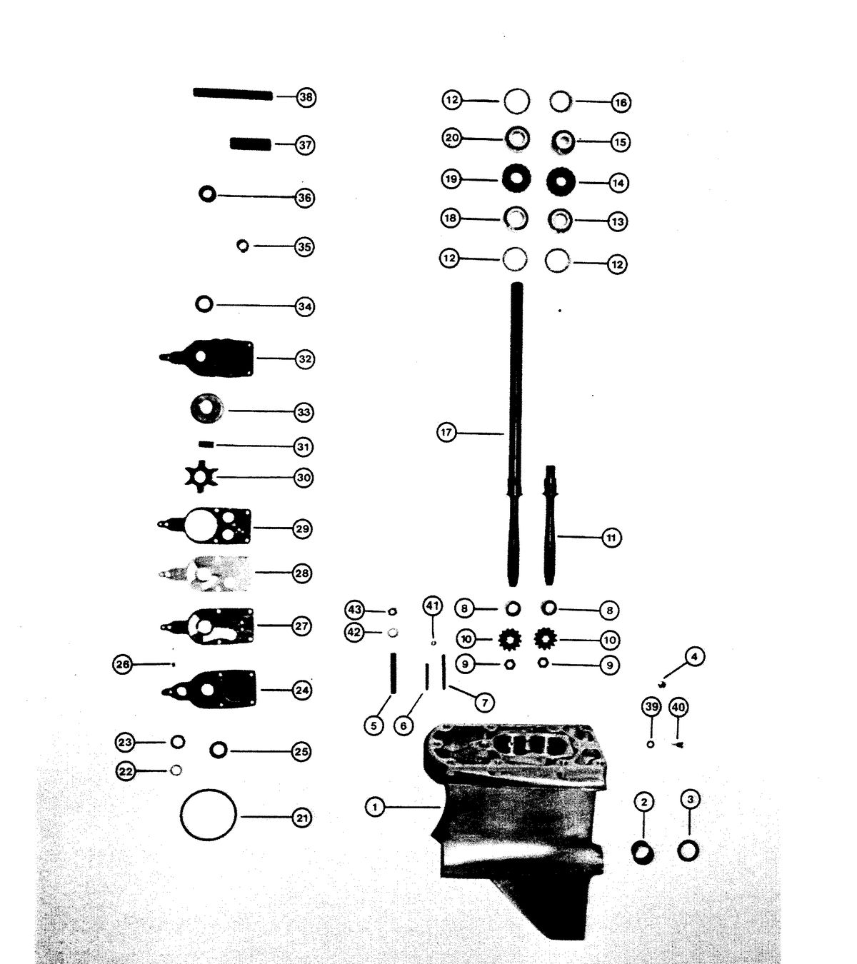 RACE OUTBOARD FORMULA 1 (CARBURETOR) GEAR HOUSING (DRIVE SHAFT)