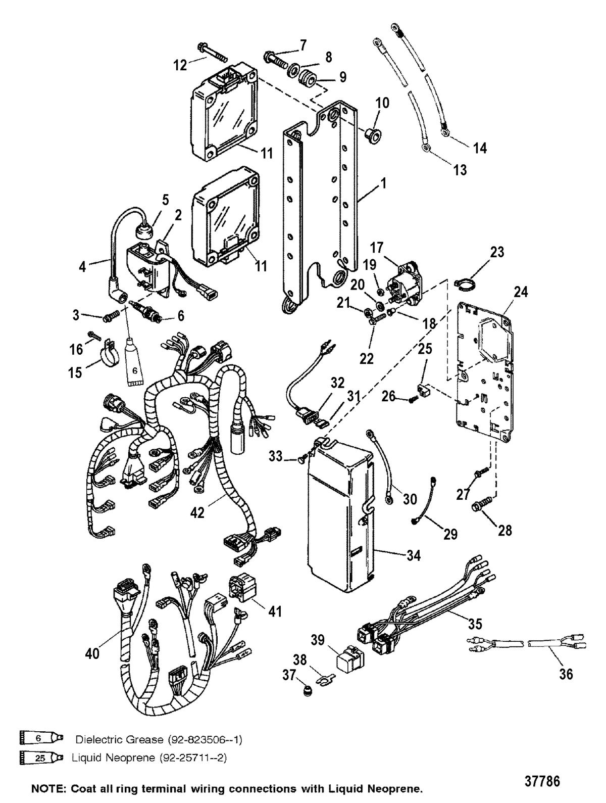 MERCURY/MARINER 225/250 EFI (3.0L) ELECTRICAL COMPONENTS(S/N-0G303045 AND BELOW)