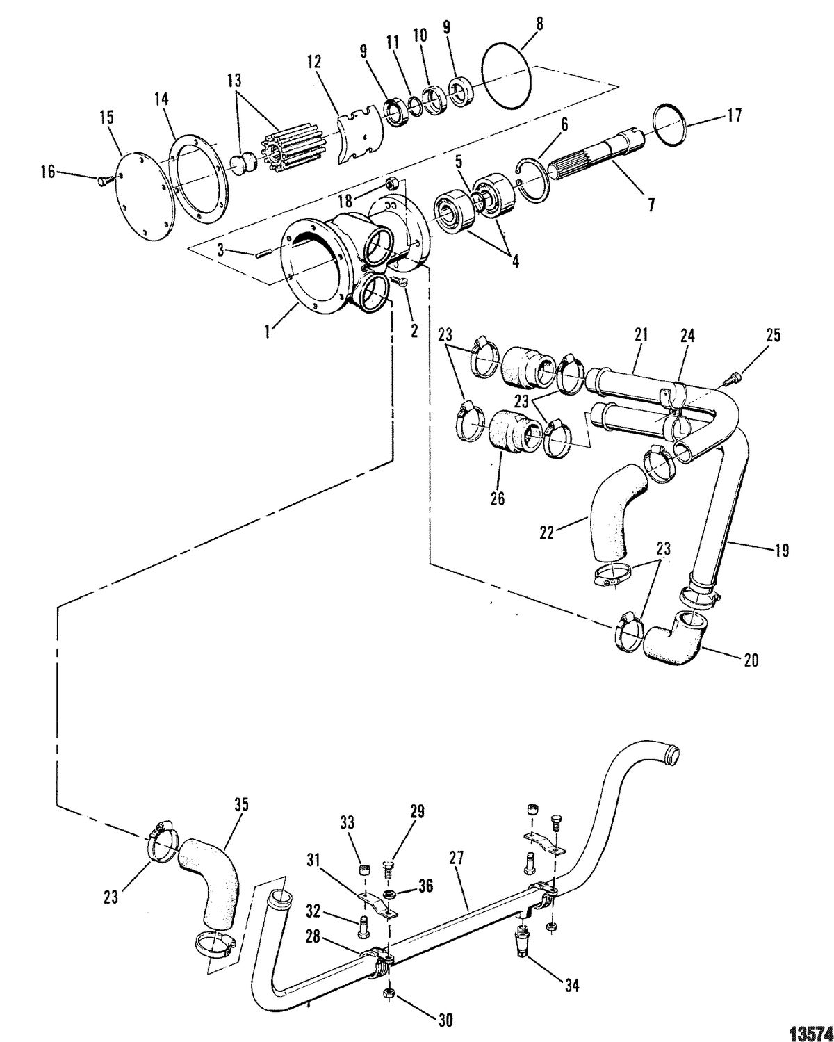 MERCRUISER 530 D-TA / 636 D -TA D183 TURBO AC/D219AC Seawater Pump(Stern Drive)