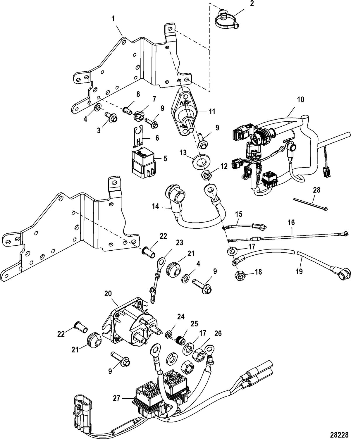 MERCURY/MARINER 135/150/175 DFI - 2.5L Electrical Plate Assembly, Serial Number 1B490866 and Up