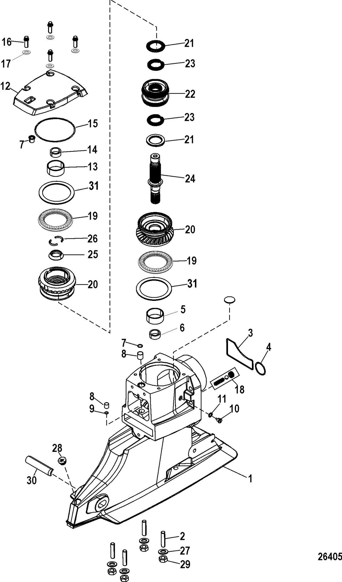MERCRUISER BRAVO I-II-III Driveshaft Housing and Drive Gears