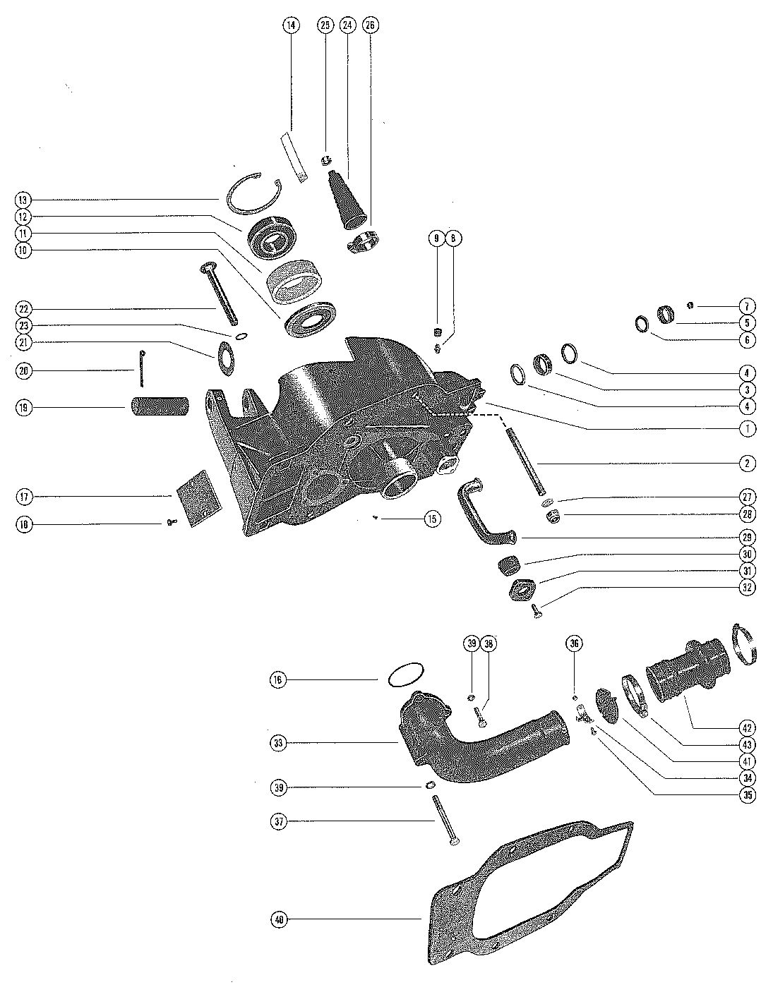 MERCRUISER K20-140-160 STERN DRIVE GIMBAL HOUSING ASSEMBLY AND EXHAUST ELBOW