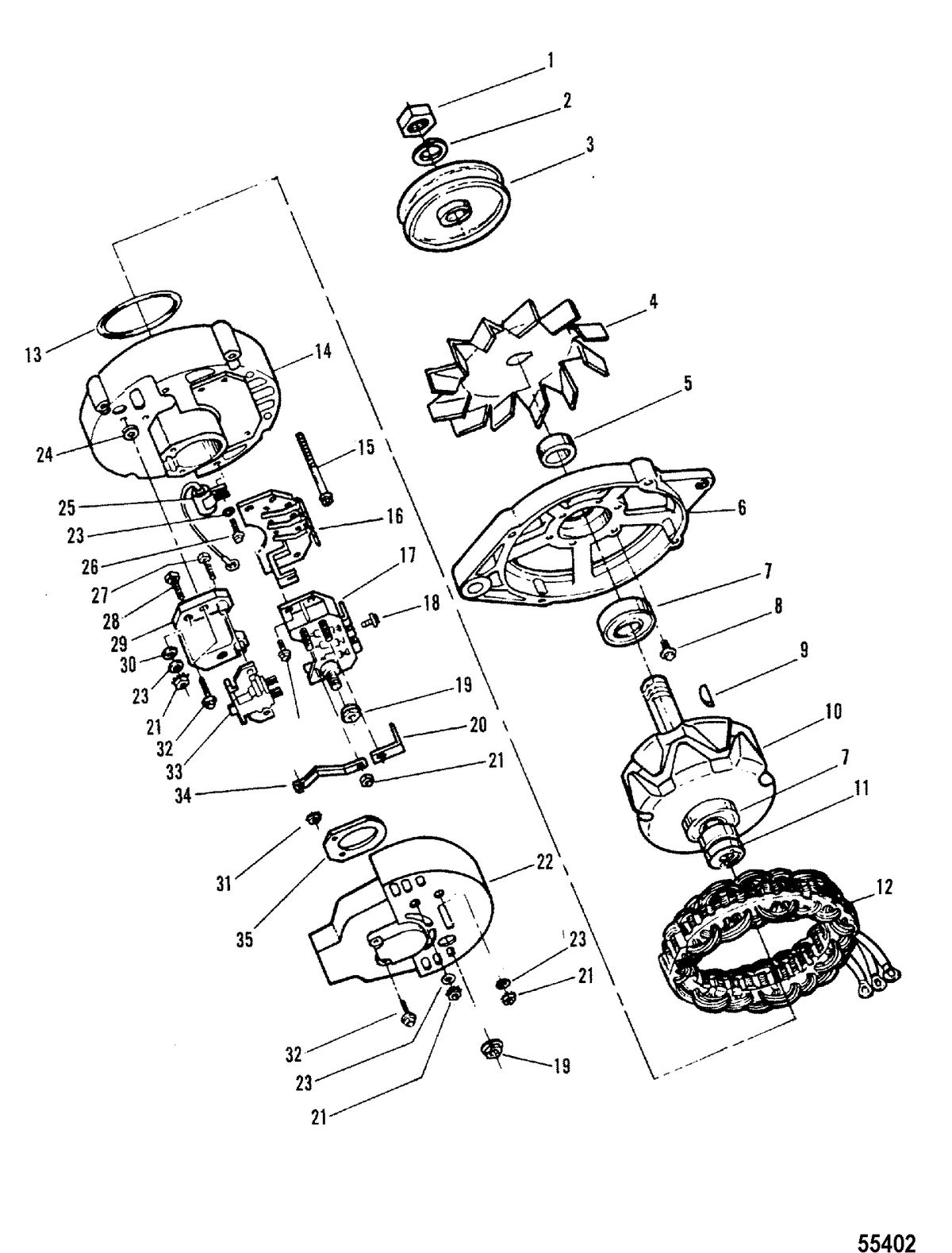MERCRUISER 454 MAGNUM BRAVO ENGINE ALTERNATOR(PRESTOLITE) PRESTOLITE #8EM2003KA