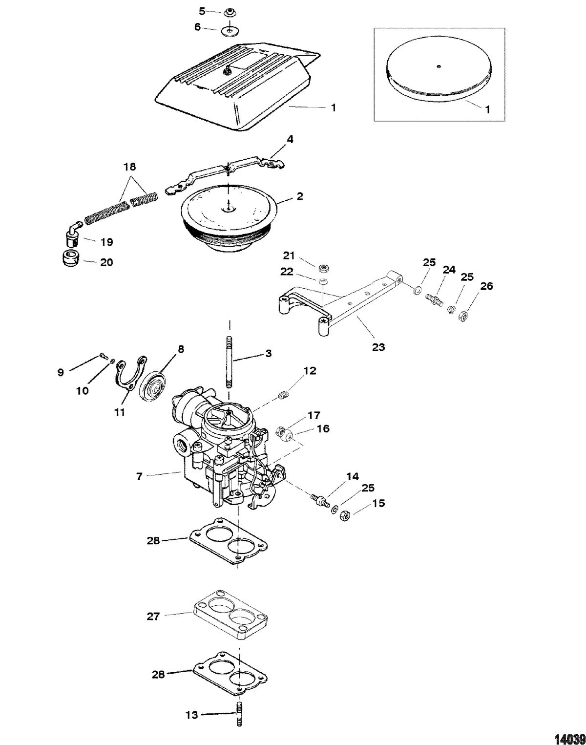 MERCRUISER 4.3L ALPHA/BRAVO (262 CID - GEN +) Carburetor And Throttle Linkage(2 Barrel)