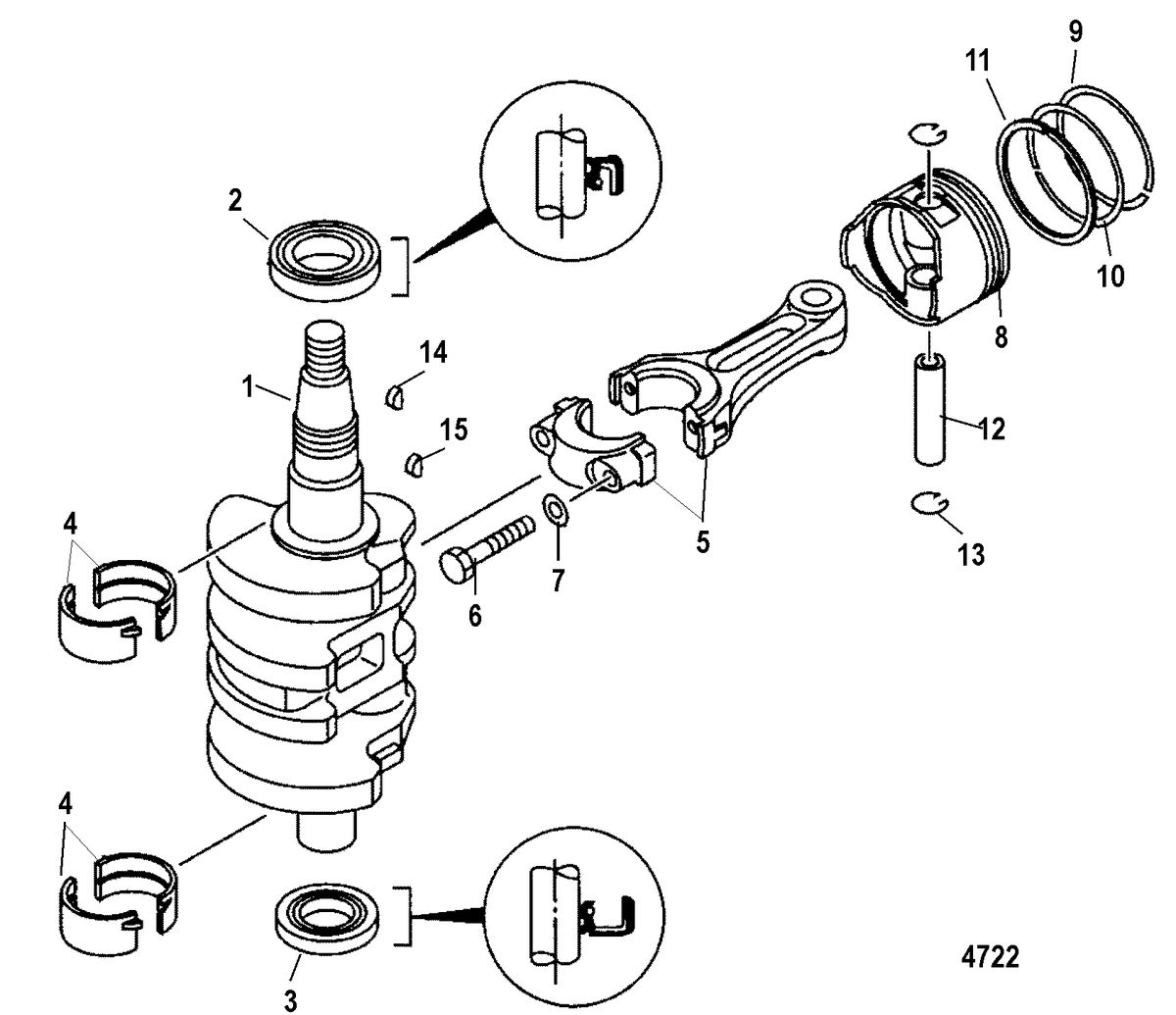 MERCURY/MARINER 15 (4-STROKE) Crankshaft, Pistons and Connecting Rods