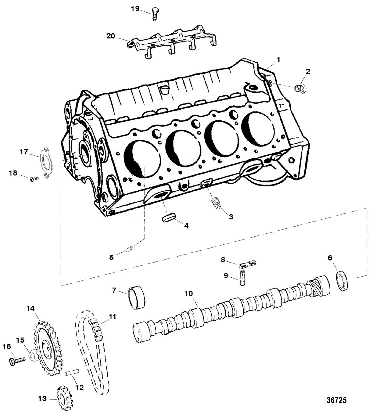 RACE STERNDRIVE 500 CARB (502CID) 8.2L ENGINE (GEN +) CYLINDER BLOCK AND CAMSHAFT