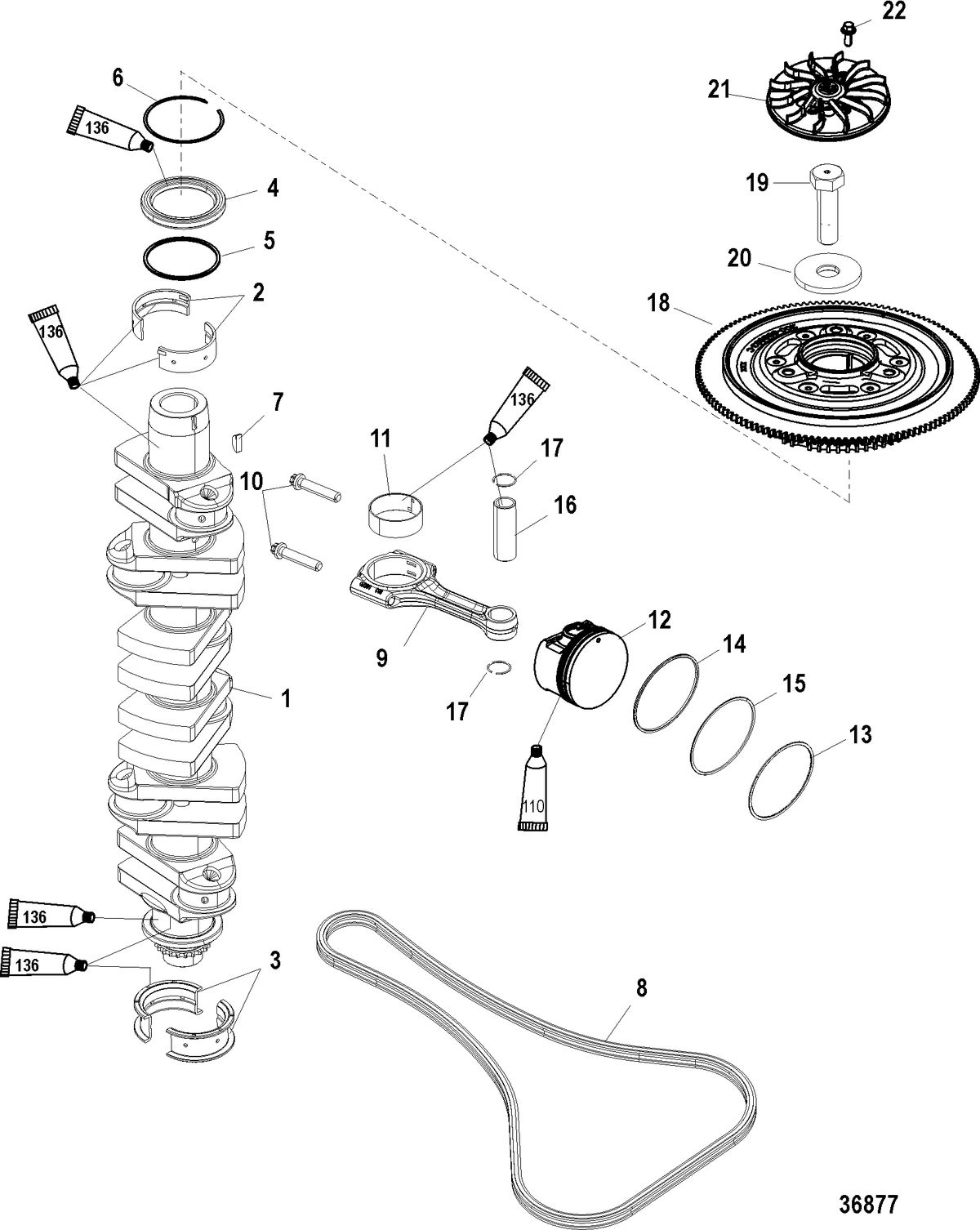 RACE OUTBOARD 350 VERADO Crankshaft, Pistons and Connecting Rods
