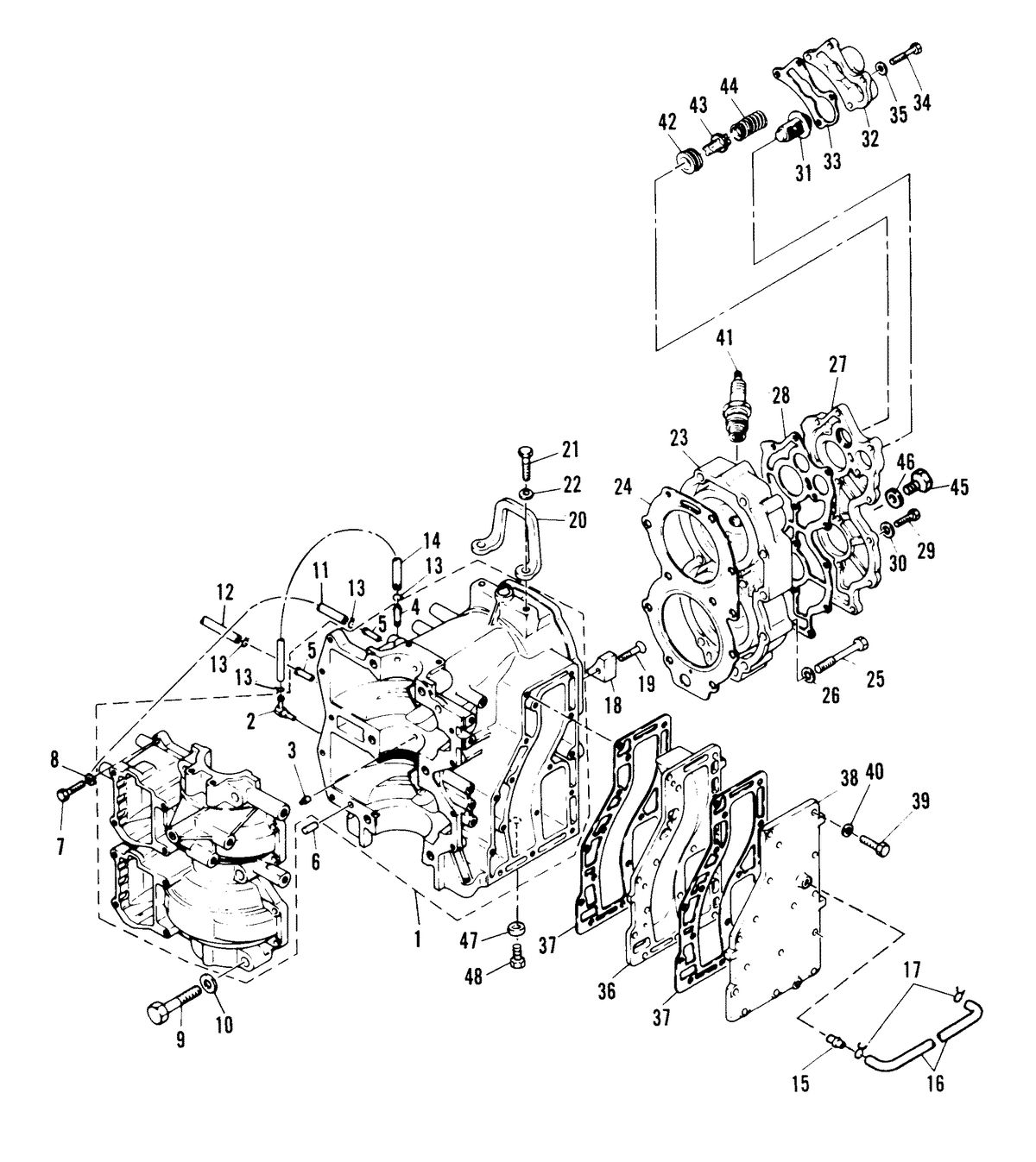 MARINER MARINER 40A HORSEPOWER CRANKCASE AND CYLINDER HEAD
