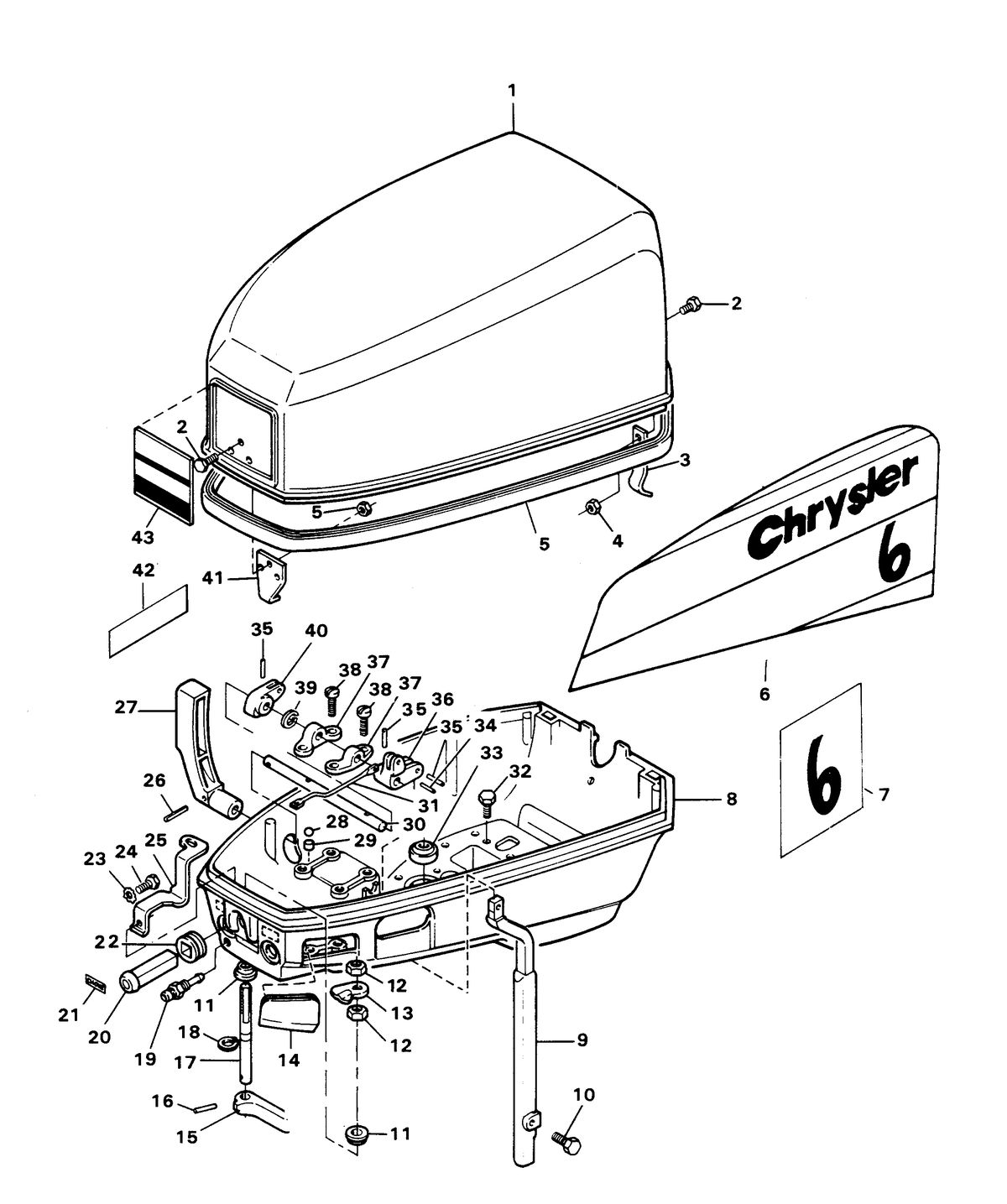 CHRYSLER 6 HP SPECIAL ENGINE COVER AND SUPPORT PLATE