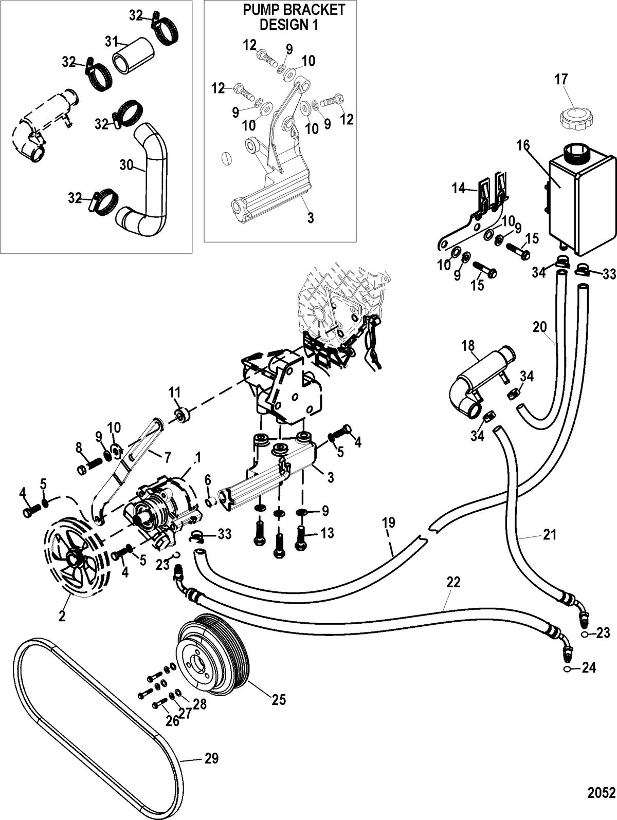 MERCRUISER D1.7L DTI STERNDRIVE (ALPHA) POWER STEERING COMPONENTS
