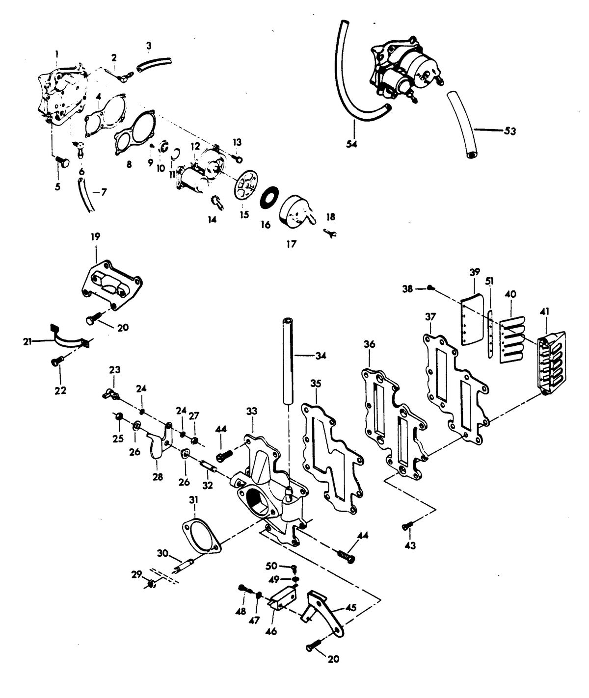 CHRYSLER 140 H.P. FUEL PUMP AND REED PLATE