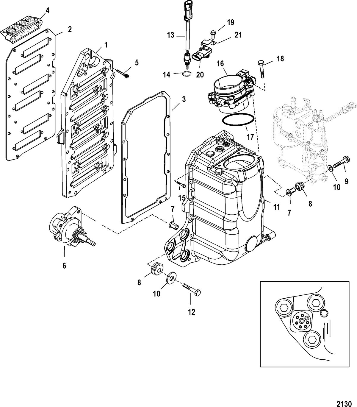 MERCURY/MARINER 135/150/175 DFI (2.5L) Air Handler Components