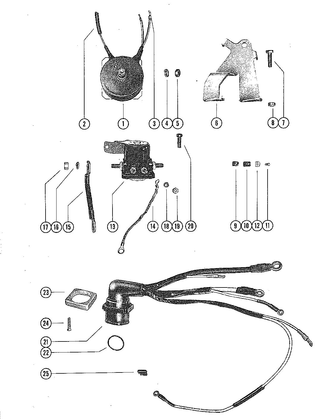 MARK MARK 35A MERC 300/350 RECTIFIER, STARTER SOLENOID AND WIRING HARNESS