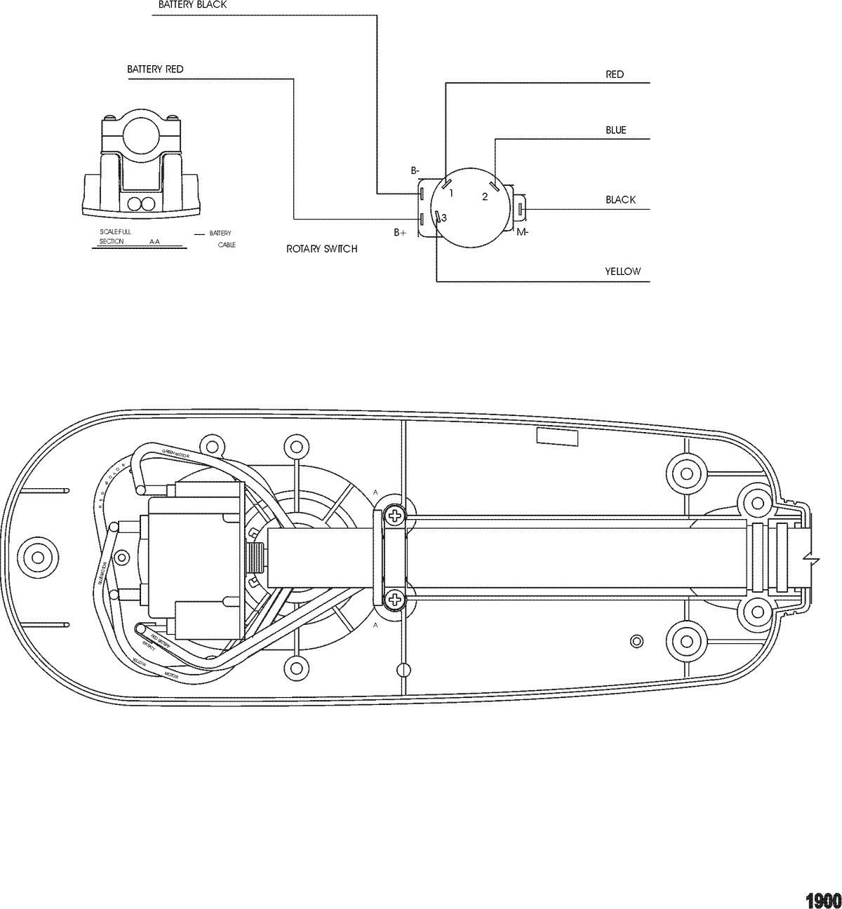 TROLLING MOTOR MOTORGUIDE THRUSTER SERIES Wire Diagram(Model T25) (Without Quick Connect)