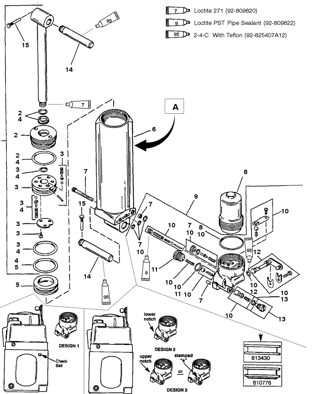 MERCURY/MARINER 40 HP30 JET MAN. TILT COMPONENTS (DESIGN I) -L. SHAFT (S/N-C159200 & UP)