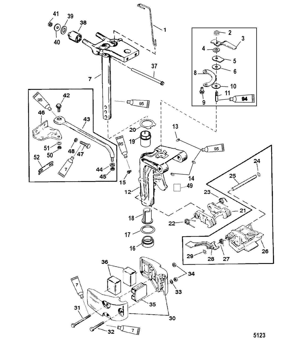 MERCURY/MARINER 20/25/JET 20 SEAPRO/MARATHON 15XD SUPER 15/JET 20) (2-STROKE) Swivel Bracket Assembly
