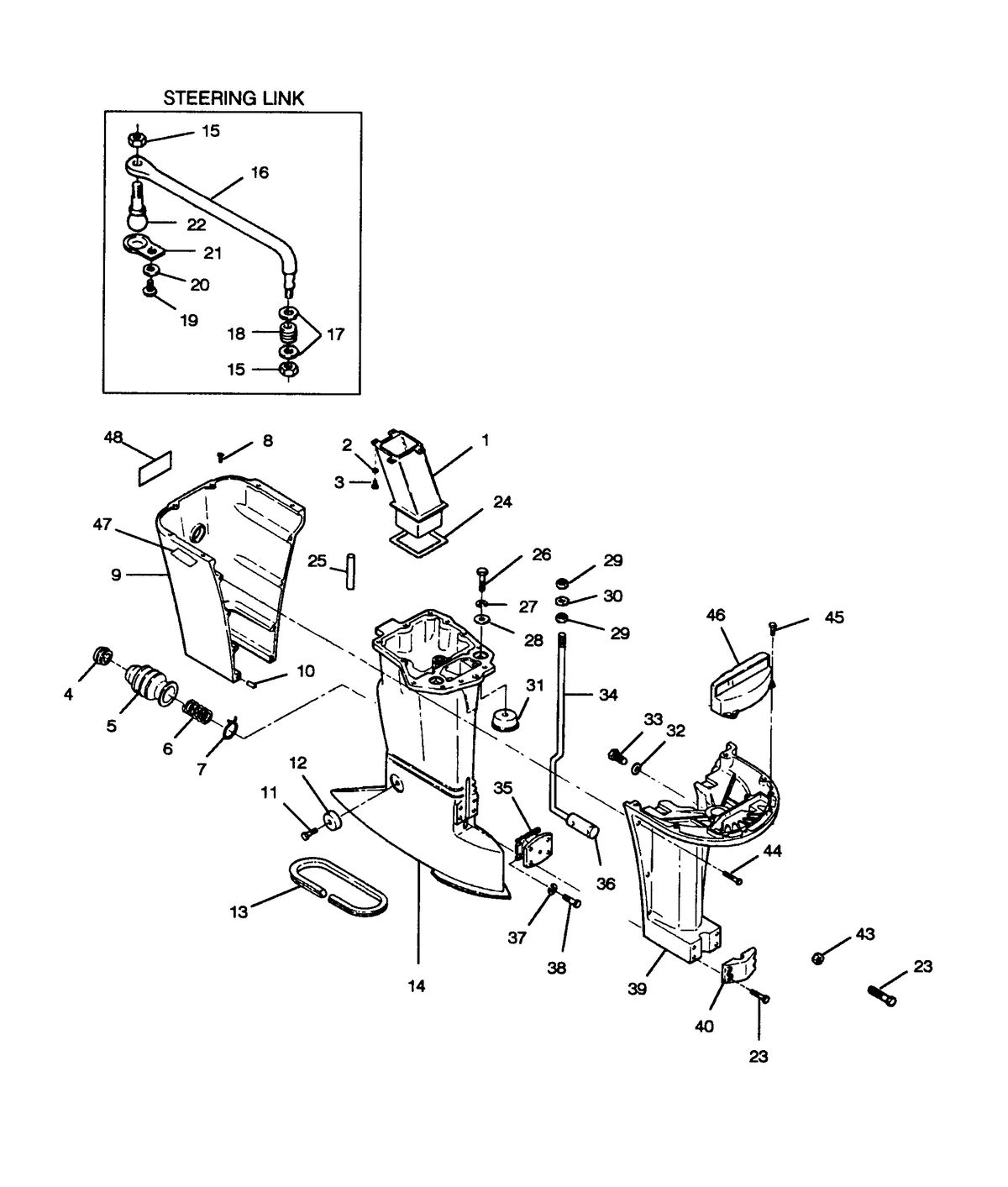 FORCE FORCE 1989 85 H.P. "A" MODELS MOTOR LEG