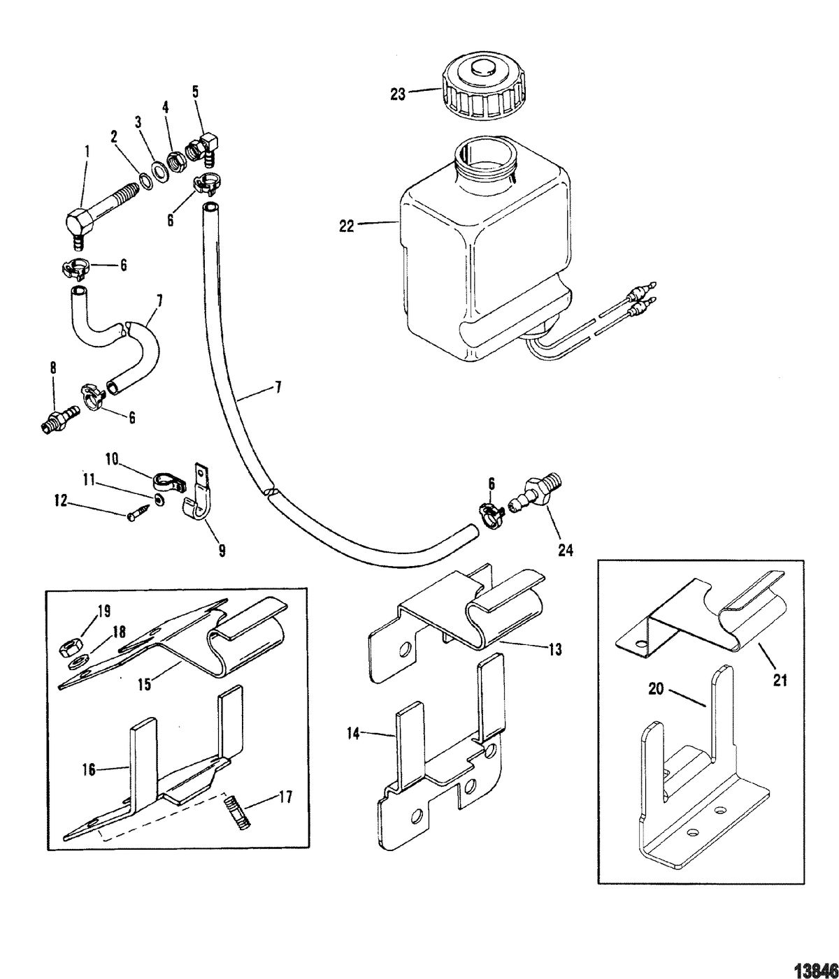 MERCRUISER ALPHA ONE GEN II STERNDRIVE AND TRANSOM ASSEMBLY Oil Reservoir Components(Square Oil Bottle)