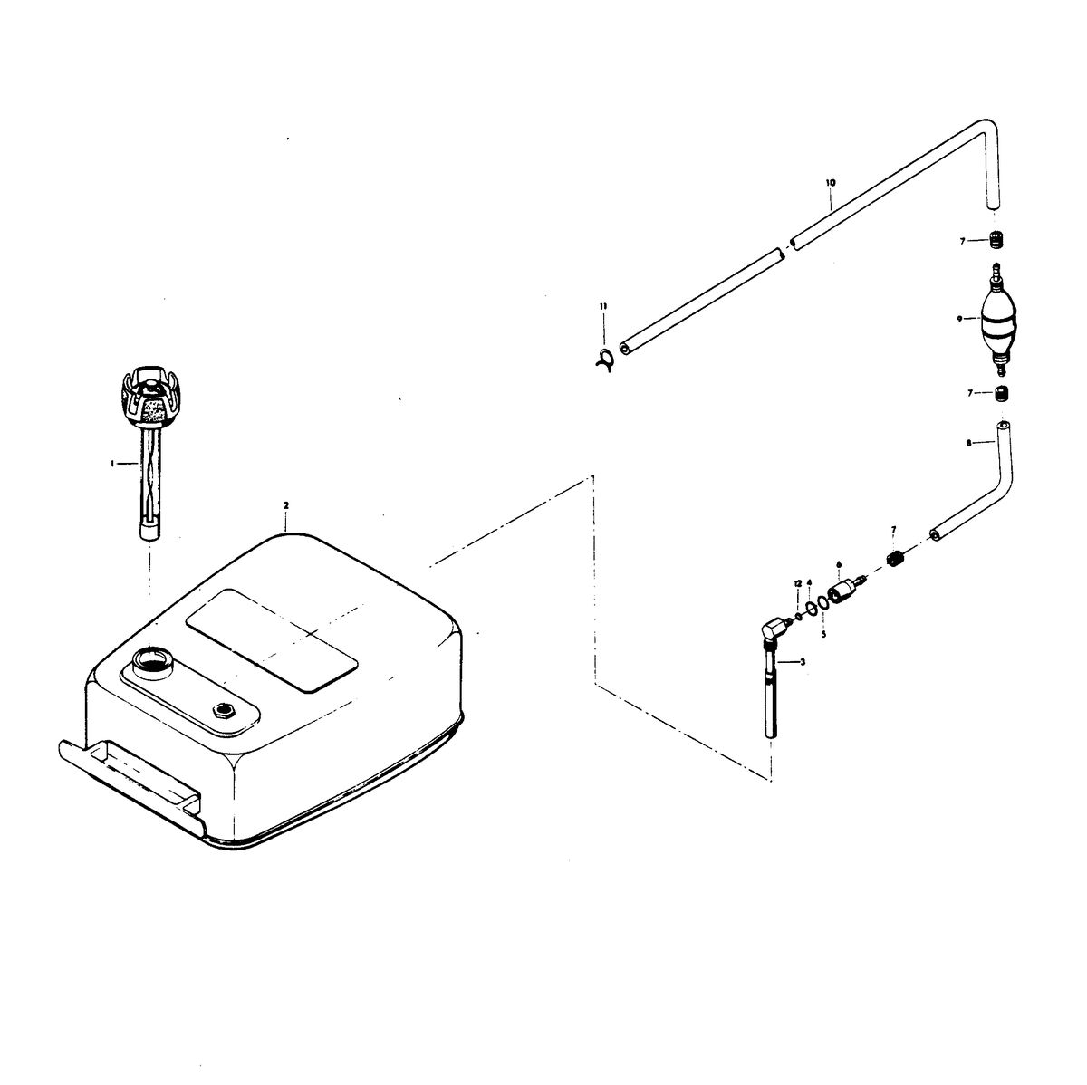 CHRYSLER 115 H.P. FUEL TANK AND LINE