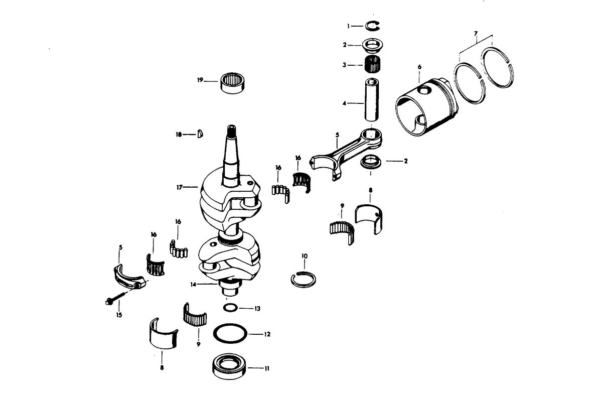 CHRYSLER 35 H.P. CRANKSHAFT AND PISTON GROUP