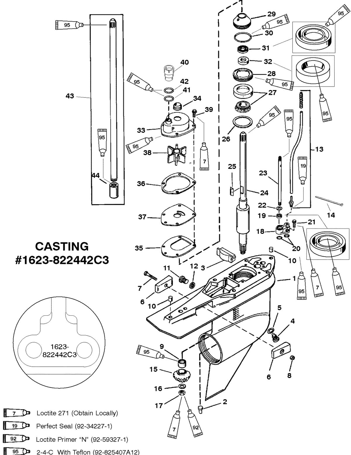 MERCURY/MARINER 200 DFI 3.0L GEAR HSG(DRIVE SHAFT)STD. ROTATION(G438000 & UP)