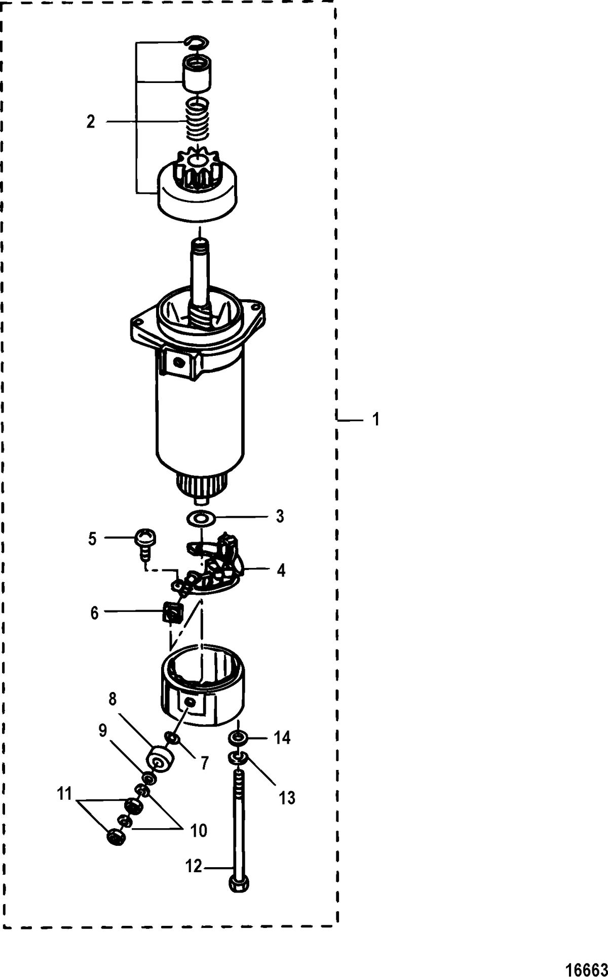 MERCURY/MARINER 25/30/JET 25 EFI/3 CYLINDER 4-STROKE Starter Motor Components