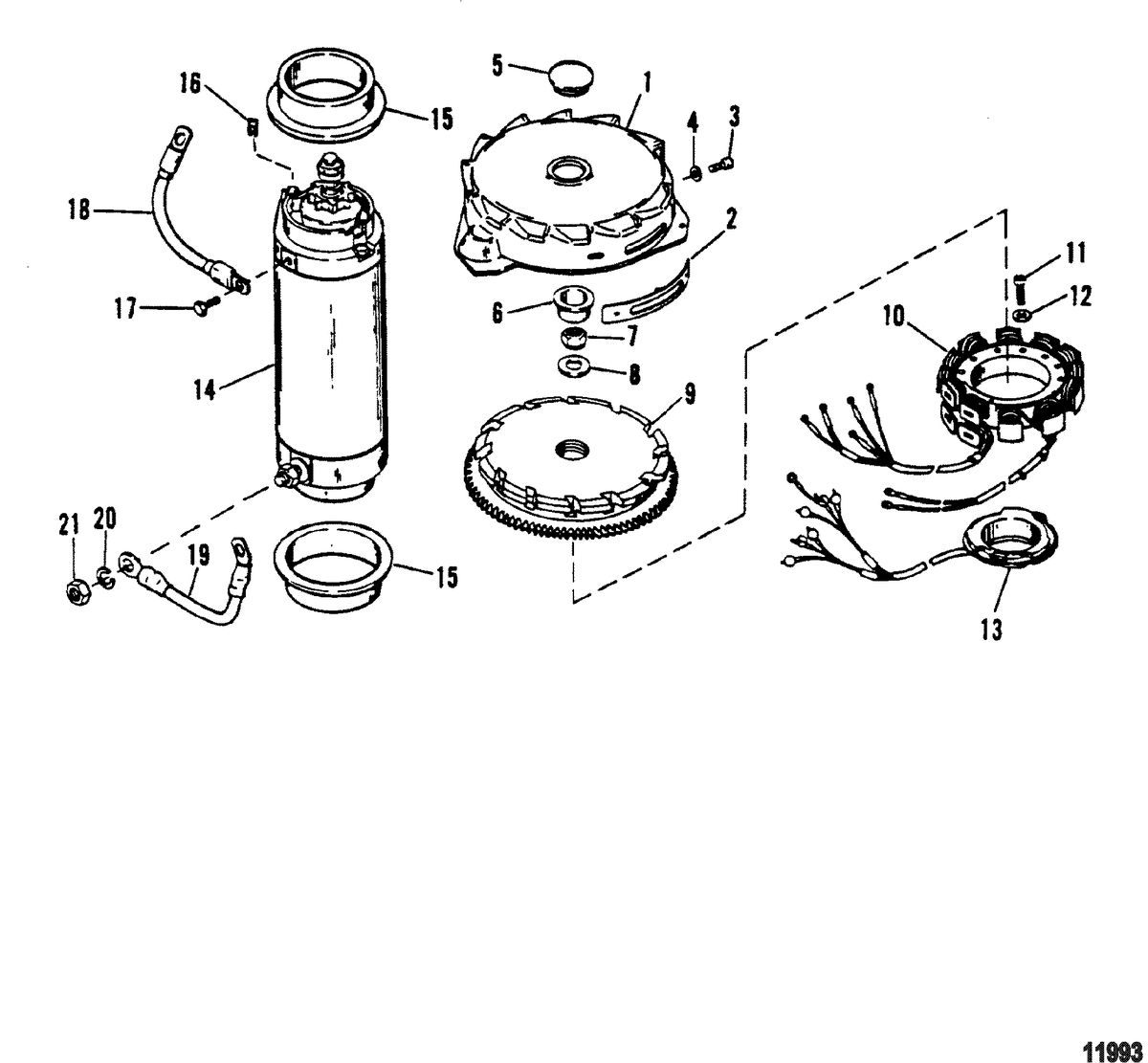 MERCURY/MARINER 135/150/175/200/XR6/MAGNUM III FLYWHEEL/STARTER MOTOR