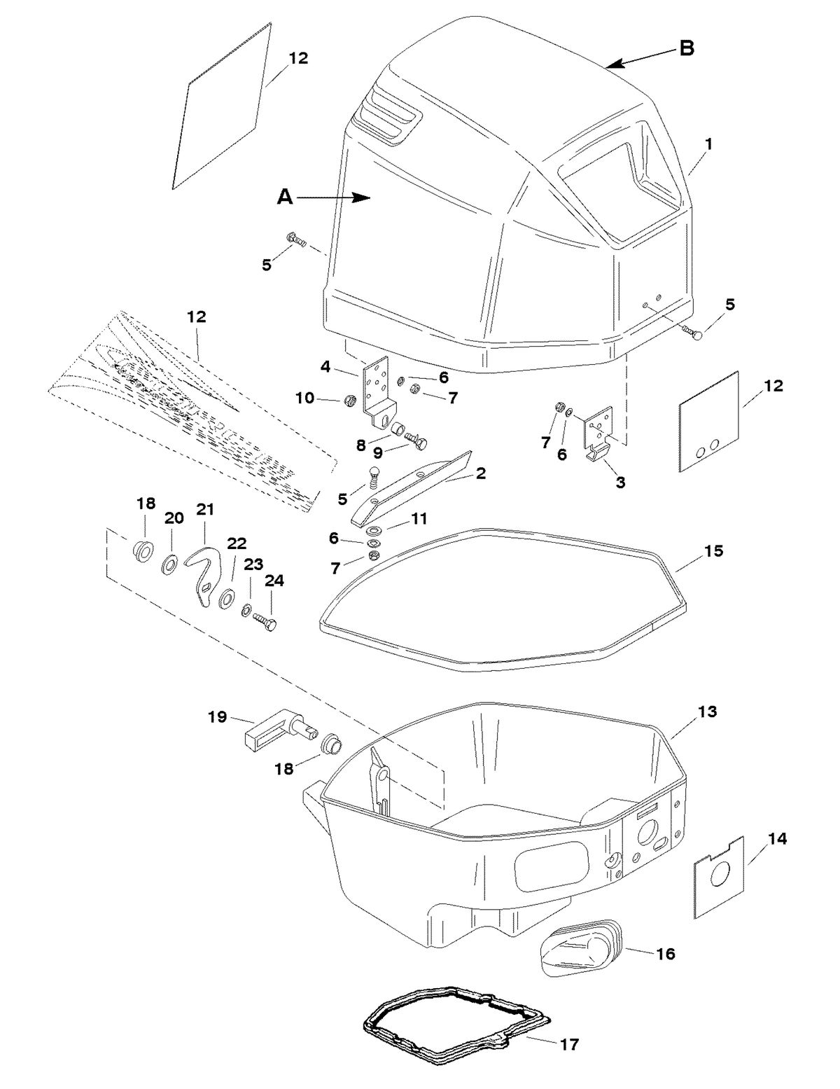 FORCE FORCE 25HP COWL ASSEMBLY - TOP & BOTTOM