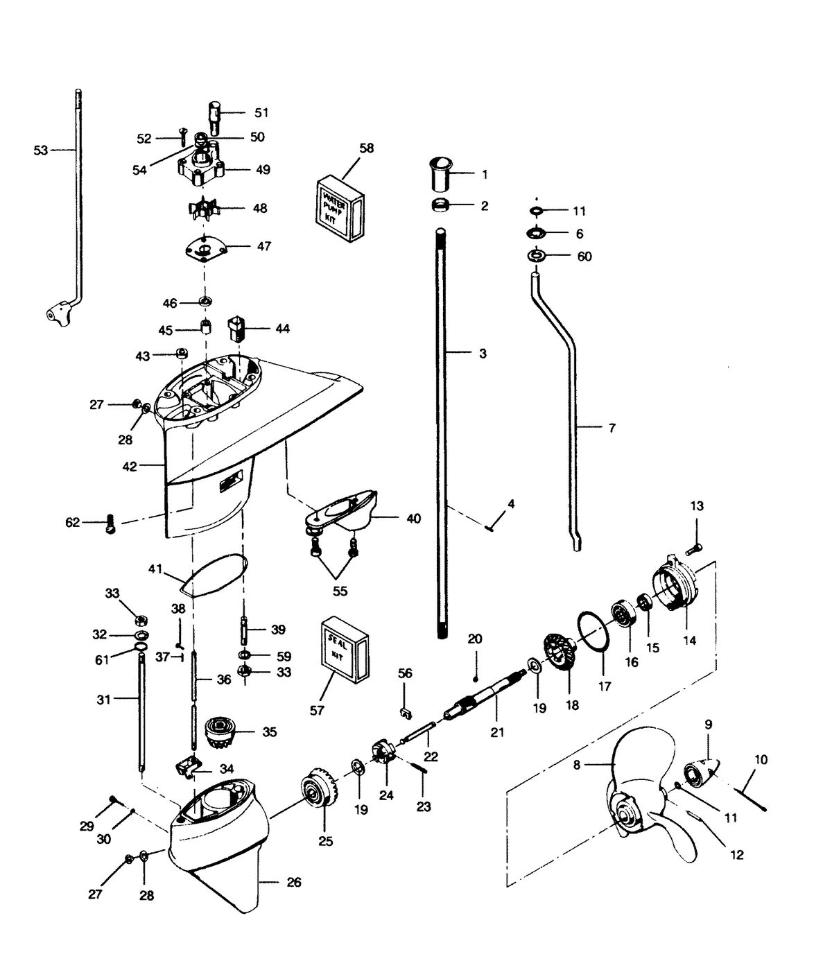 FORCE FORCE 1991 50 H.P. "Z" MODELS GEAR HOUSING