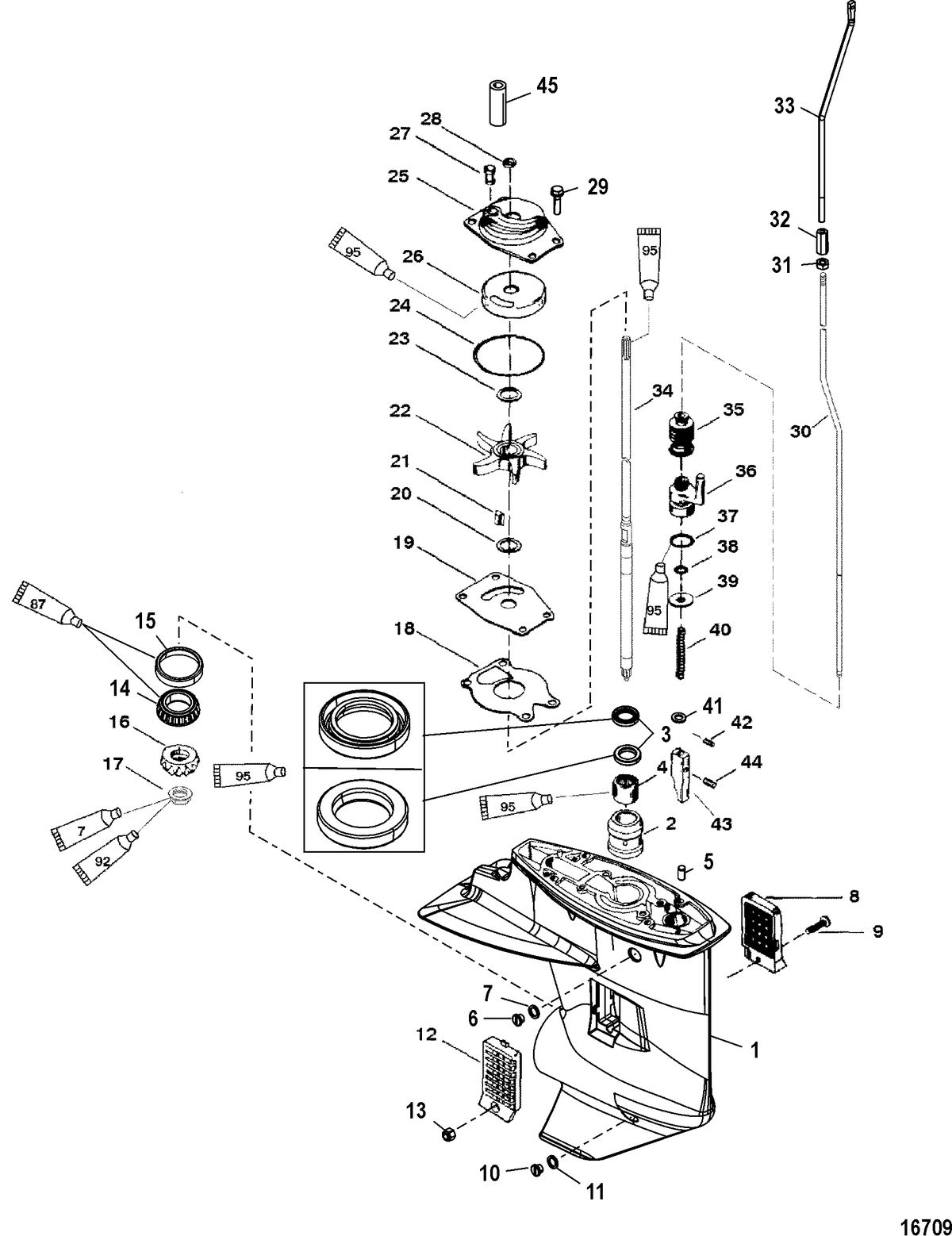 MERCURY/MARINER 13.5/15/15 BODENSEE (4-STROKE) Gear Housing(Driveshaft)(2.42:1 Gear Ratio)(Bigfoot)