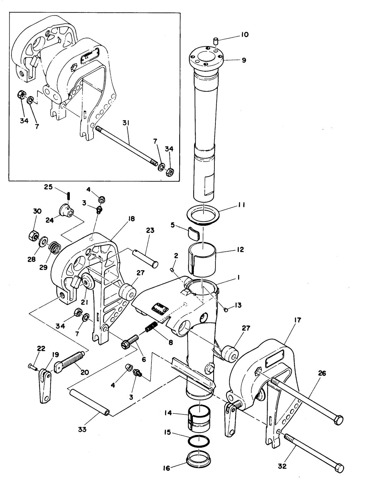 MARINER 28 HORSE POWER CLAMP AND SWIVEL BRACKET