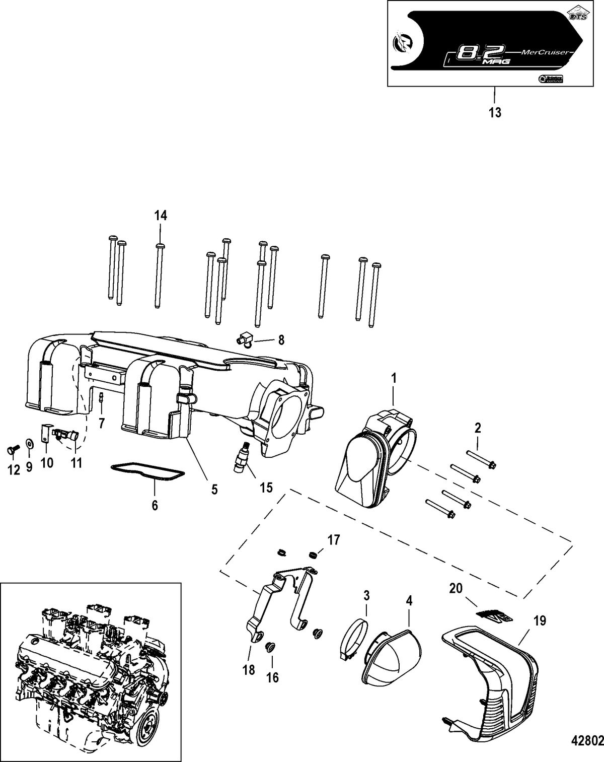 MERCRUISER 8.2 HORIZON / 8.2 HO EC Throttle Body, Digital Throttle-Shift