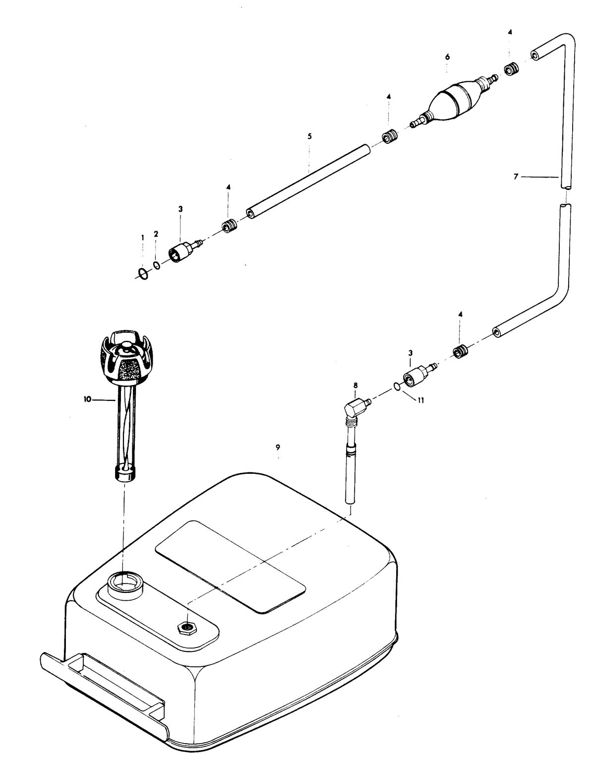 CHRYSLER 9.9 H.P. SAILOR FUEL TANK AND LINE