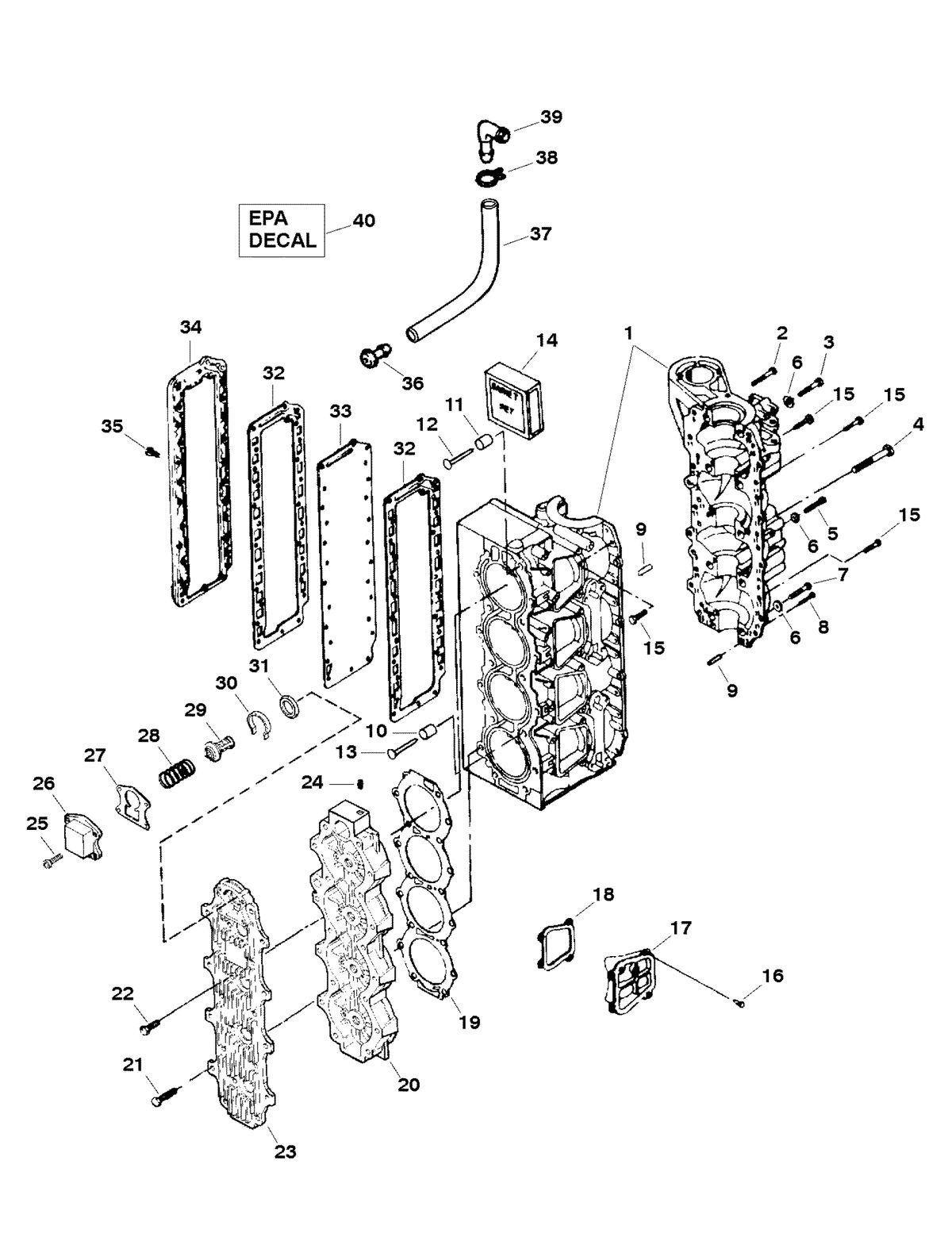 FORCE FORCE 120 H.P. (1998-1999) CYLINDER BLOCK ASSEMBLY