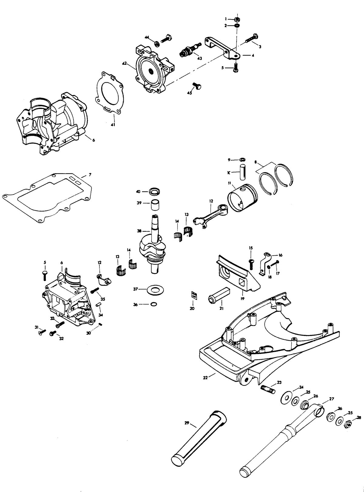 CHRYSLER 4 H.P. POWER HEAD AND SUPPORT PLATE