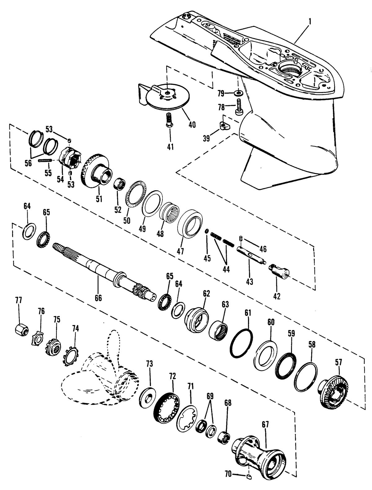 MERCURY/MARINER 250/275 HP GEAR HOUSING (PROPELLER SHAFT) (COUNTER ROTATION)