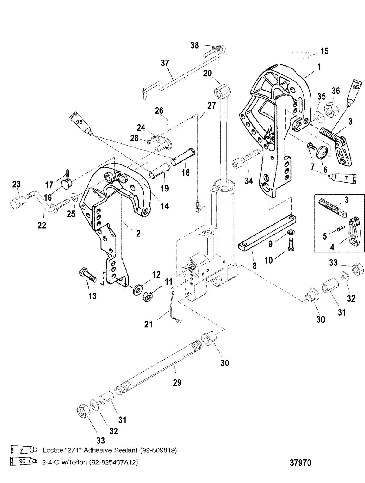 MERCURY/MARINER 40/50 H.P. JET 30 (3 CYL.) CLAMP BRACKET