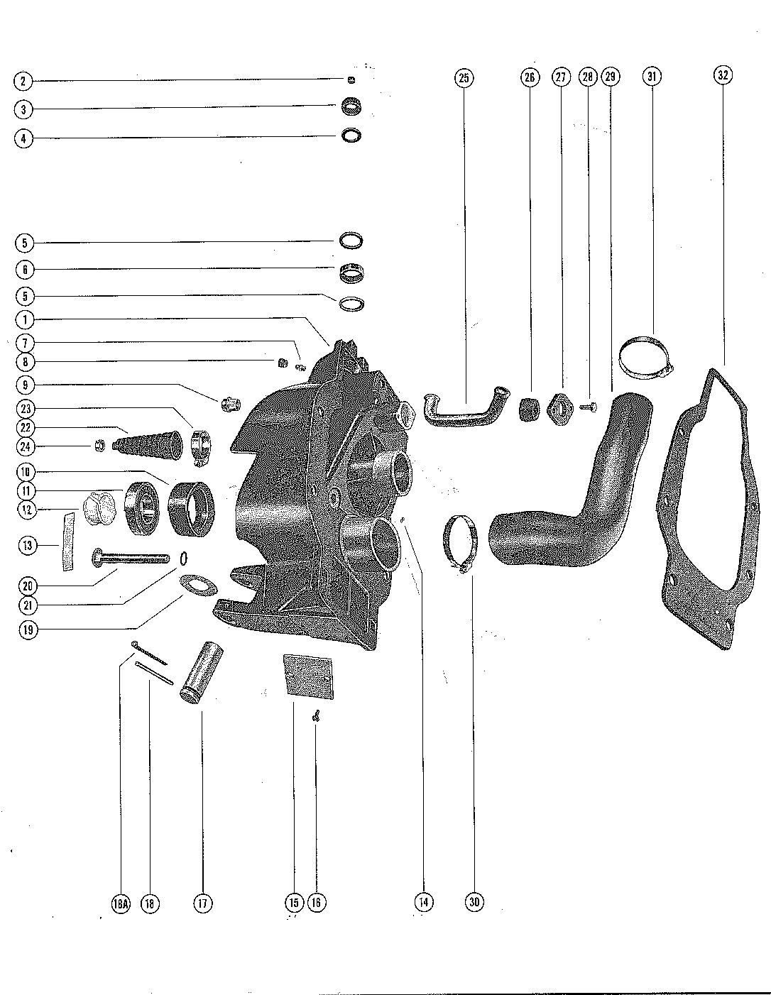 MERCRUISER MERCRUISER I STERN DRIVE UNIT GIMBAL HOUSING ASSEMBLY AND EXHAUST HOSE