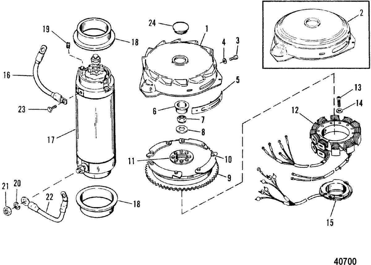 MERCURY/MARINER 200 H.P. (V-6) FLYWHEEL/STARTER MOTOR