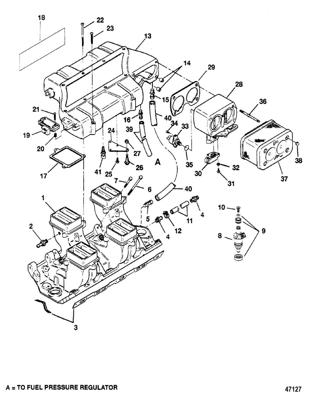 MERCRUISER 7.4 LX (EFI-MP) BRAVO INTAKE MANIFOLD AND INTAKE PLENUM