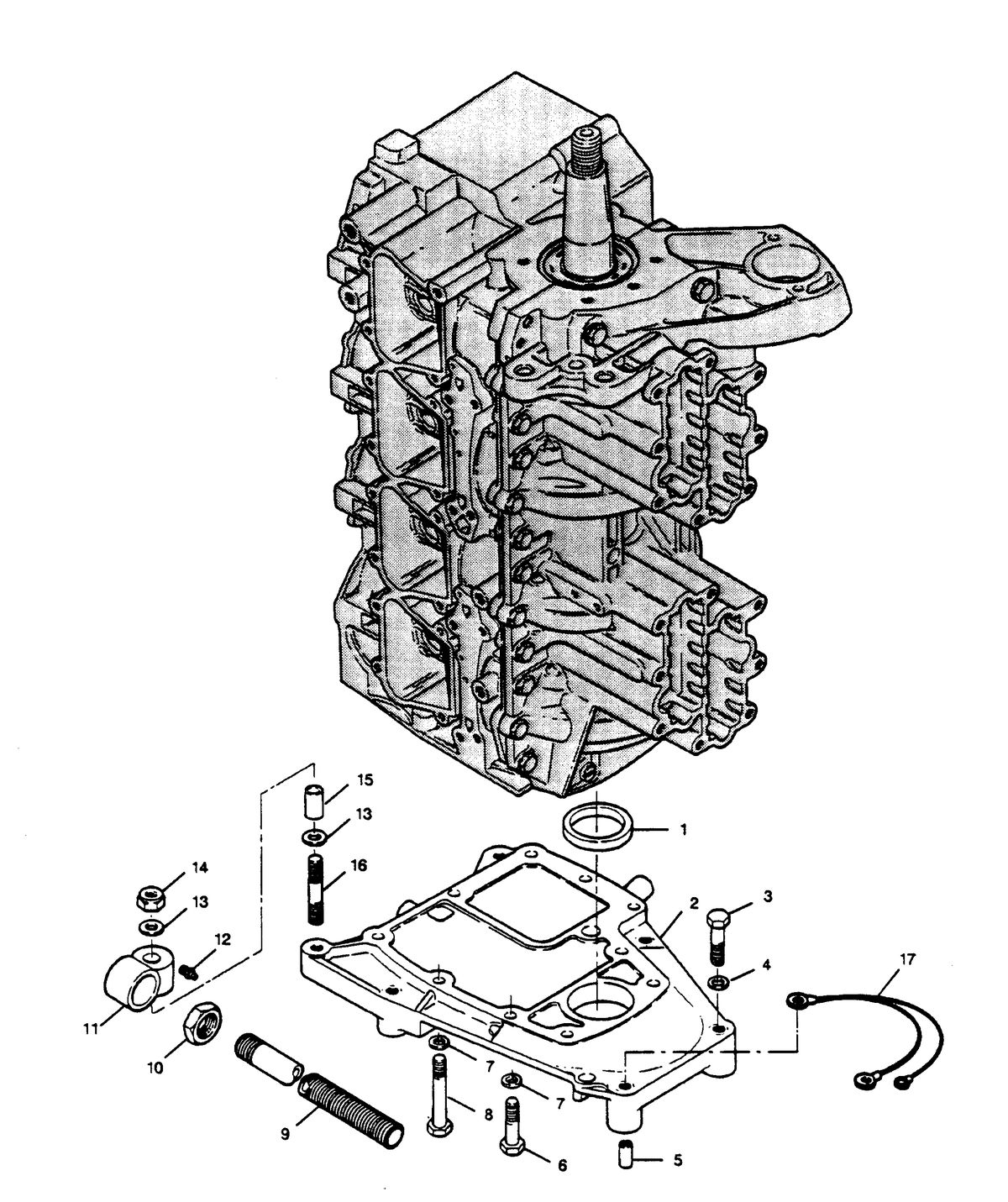 FORCE FORCE 1989 85 H.P. L-DRIVE SPACER PLATE AND STEERING TUBE