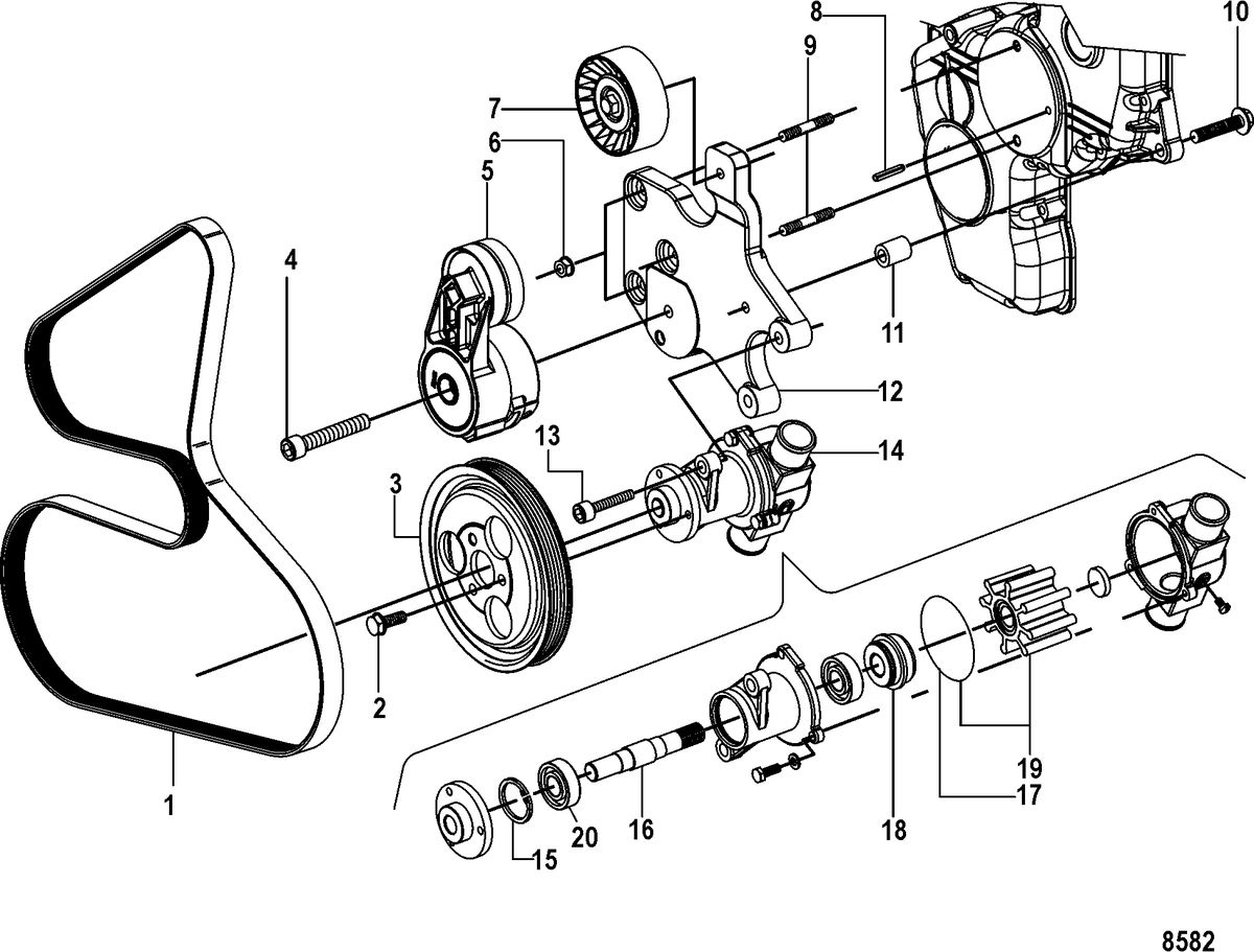 MERCRUISER CUMMINS/MERCRUISER DIESEL 2.8L-200/170 Water Pump and Front Dress