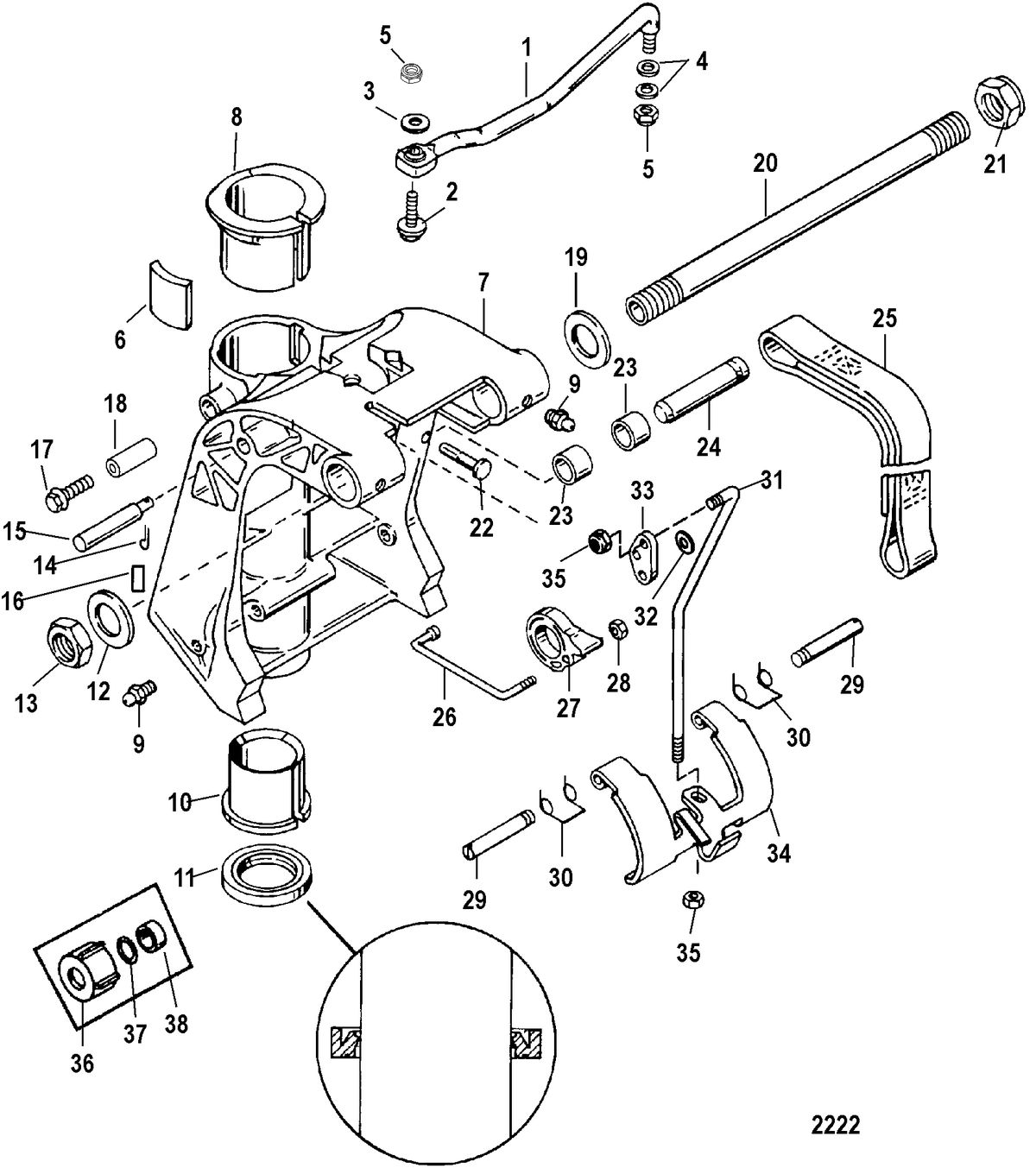 MERCURY/MARINER 25 (4-STROKE) Swivel Bracket, Remote Control