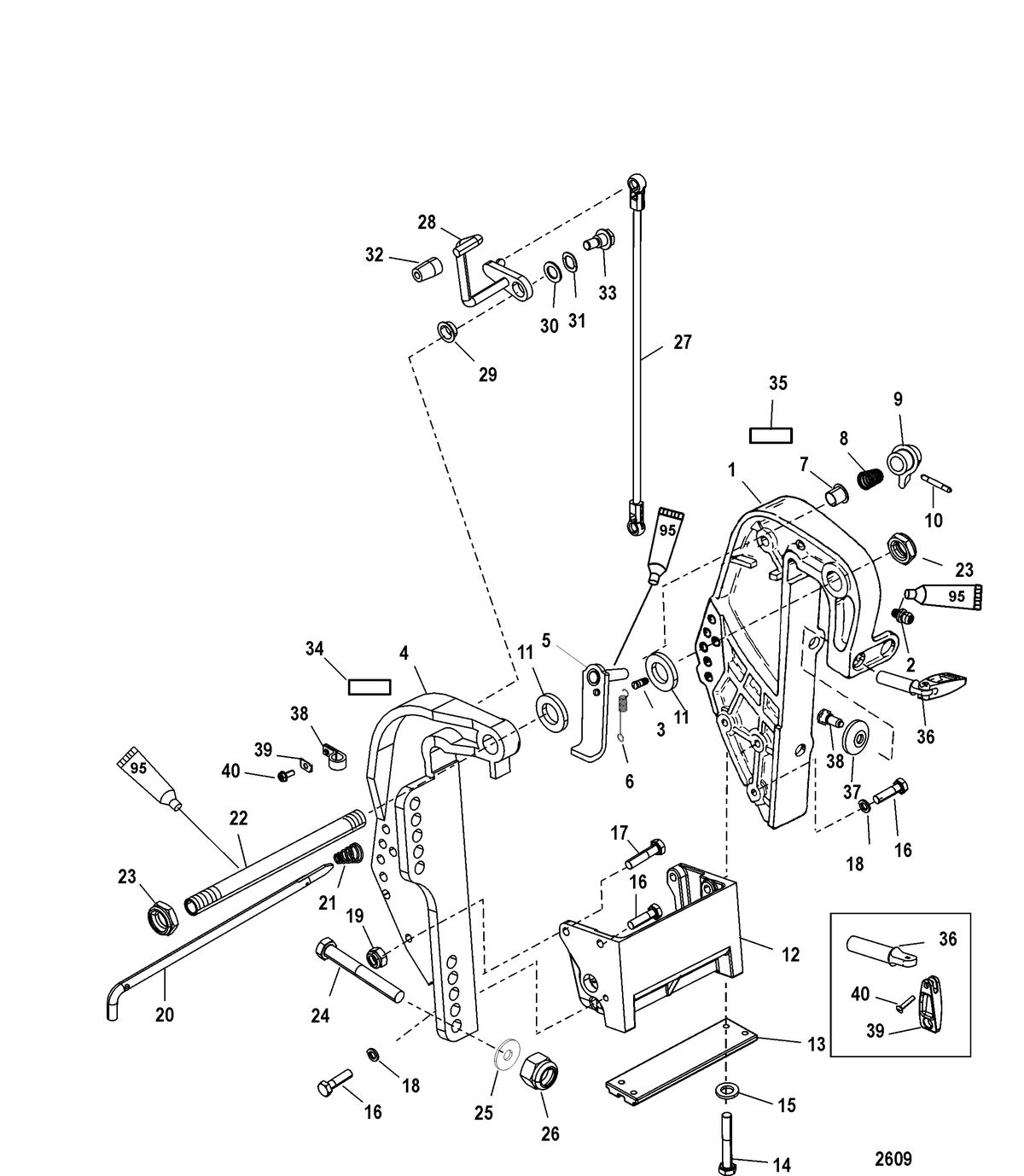 MERCURY/MARINER 55/60 JET 40/45 (3 CYLINDER) Clamp Bracket(Manual)