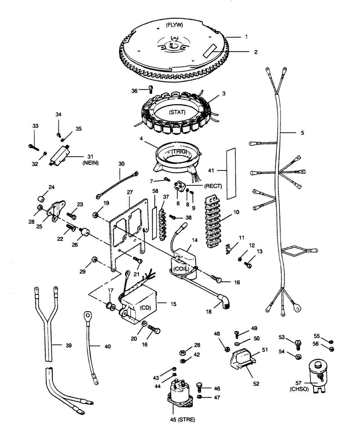 FORCE FORCE 1990 50 H.P. "D" MODELS ELECTRICAL COMPONENTS