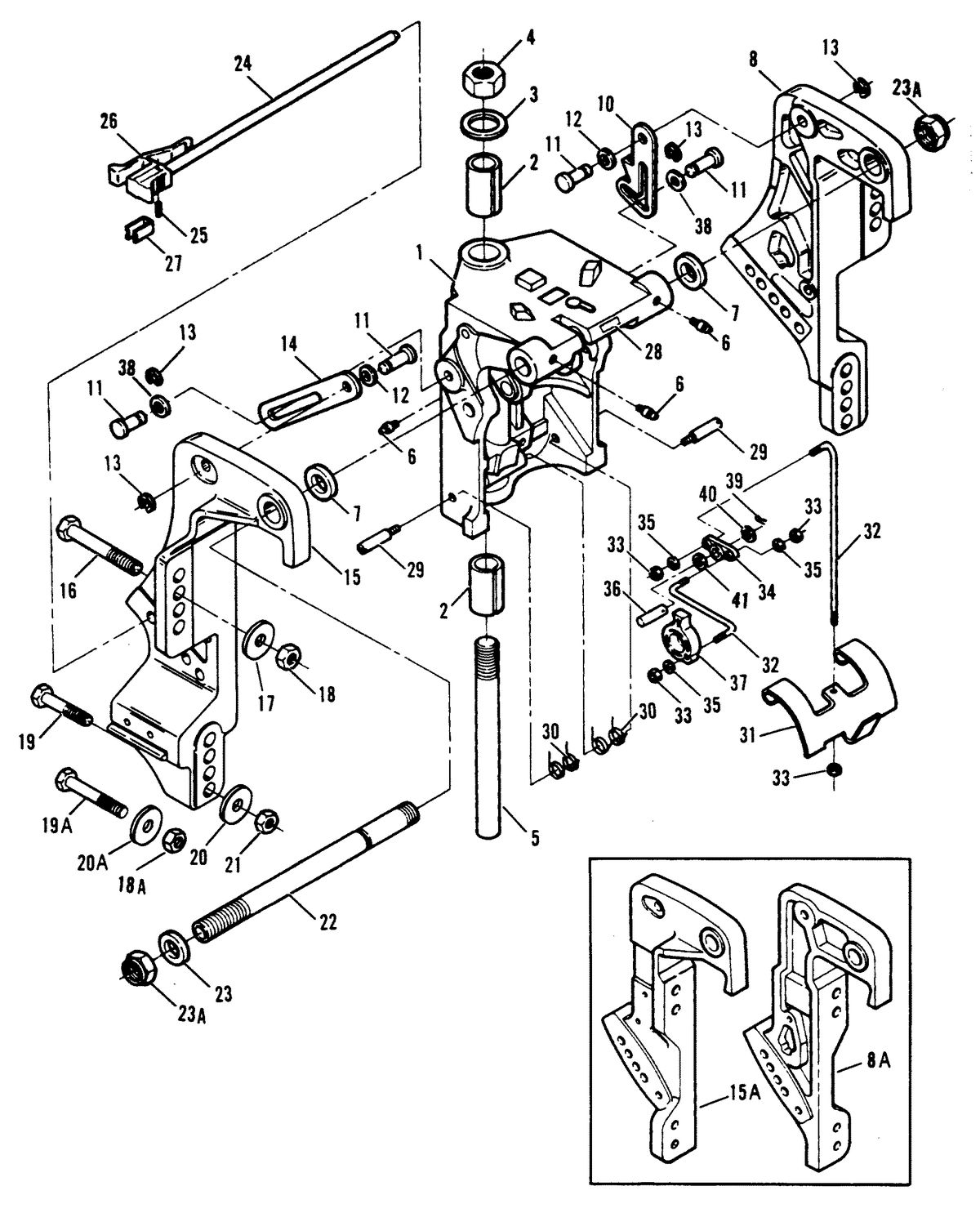 FORCE 40/50 H.P. SWIVEL BRACKET/STERN BRACKETS MANUAL TILT MODELS
