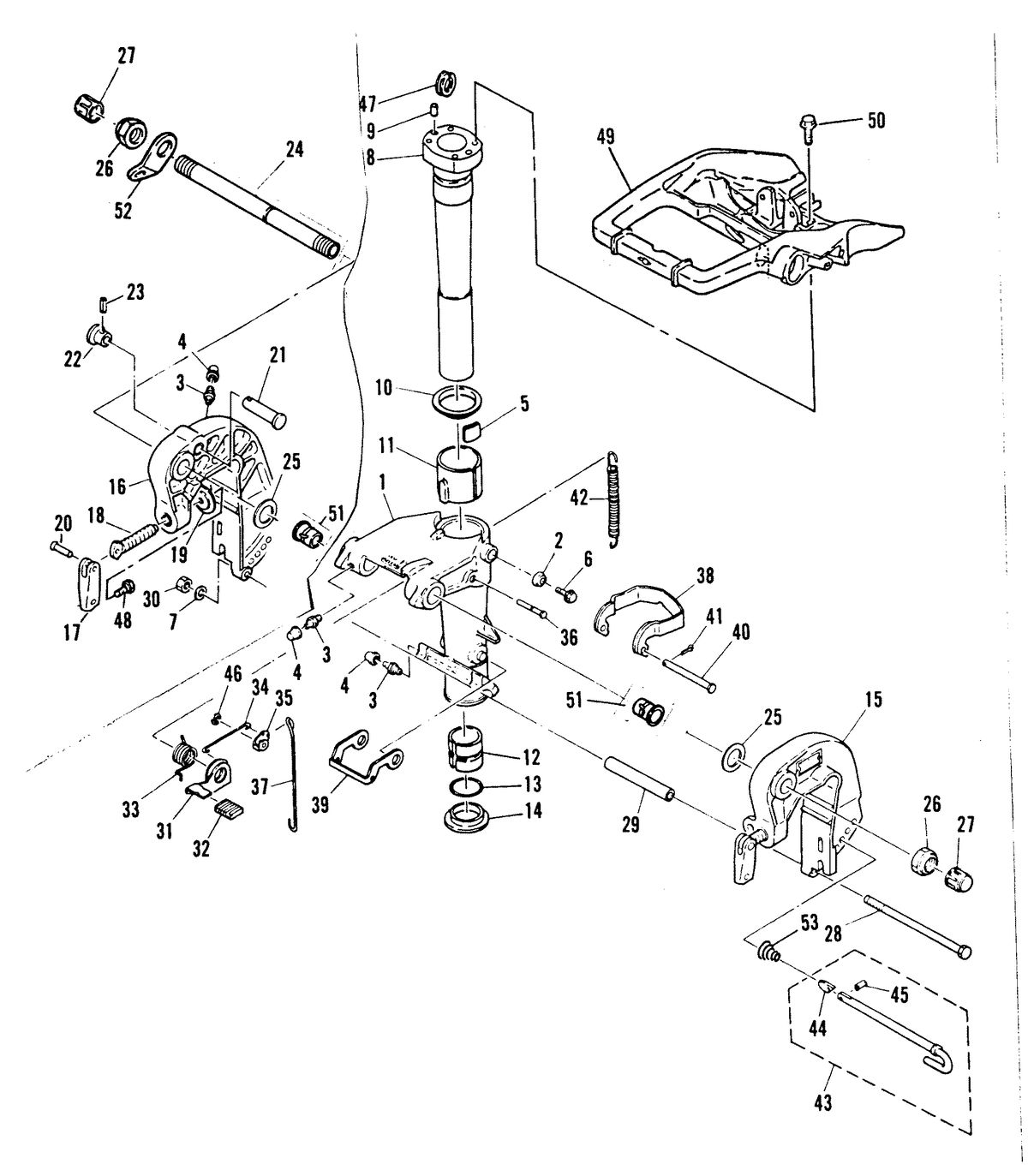 MARINER 25 HP K CLAMP AND SWIVEL BRACKET/REVERSE LOCK