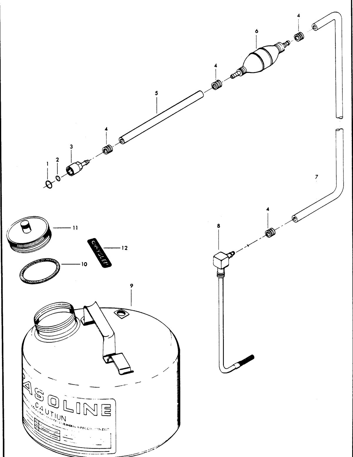 CHRYSLER 6 H.P. FUEL TANK AND LINE